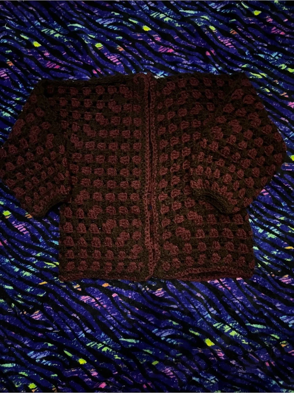 Kids Crochet cardigan in Brown & Purply brown